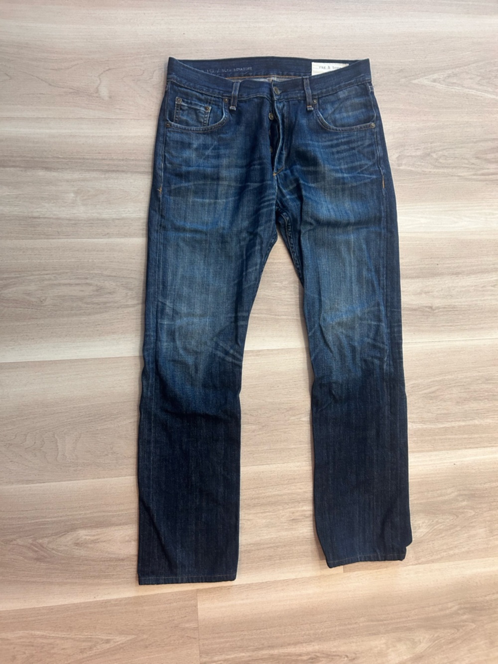 rag & bone Men's Slim Straight Dark Indigo Blue Jeans